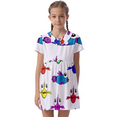 Fish Swim Cartoon Funnycute Kids  Asymmetric Collar Dress by Sapixe