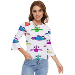 Fish Swim Cartoon Funnycute Bell Sleeve Top