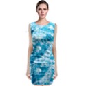 Blue Ocean Wave Texture Sleeveless Velvet Midi Dress View1