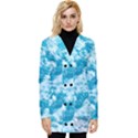 Blue Ocean Wave Texture Button Up Hooded Coat  View1