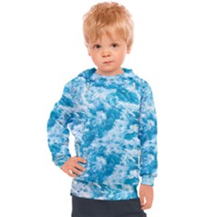 Blue Ocean Wave Texture Kids  Hooded Pullover by Jack14