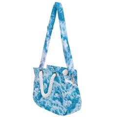 Blue Ocean Wave Texture Rope Handles Shoulder Strap Bag by Jack14