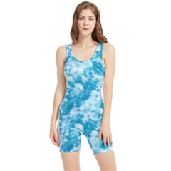 Blue Ocean Wave Texture Women s Wrestling Singlet by Jack14