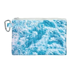 Blue Ocean Wave Texture Canvas Cosmetic Bag (large) by Jack14