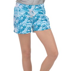 Blue Ocean Wave Texture Women s Velour Lounge Shorts by Jack14