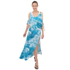 Blue Ocean Wave Texture Maxi Chiffon Cover Up Dress by Jack14