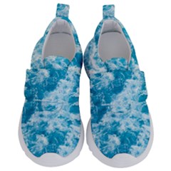 Blue Ocean Wave Texture Kids  Velcro No Lace Shoes by Jack14