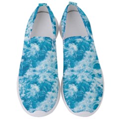 Blue Ocean Wave Texture Men s Slip On Sneakers by Jack14