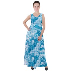 Blue Ocean Wave Texture Empire Waist Velour Maxi Dress by Jack14