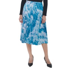 Blue Ocean Wave Texture Classic Velour Midi Skirt  by Jack14