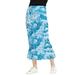 Blue Ocean Wave Texture Maxi Fishtail Chiffon Skirt by Jack14