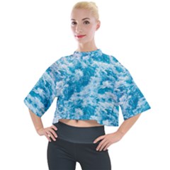 Blue Ocean Wave Texture Mock Neck T-shirt by Jack14