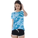 Blue Ocean Wave Texture Short Sleeve Open Back T-Shirt View1