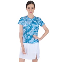 Blue Ocean Wave Texture Women s Sports Top by Jack14