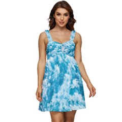 Blue Ocean Wave Texture Ruffle Strap Babydoll Chiffon Dress by Jack14