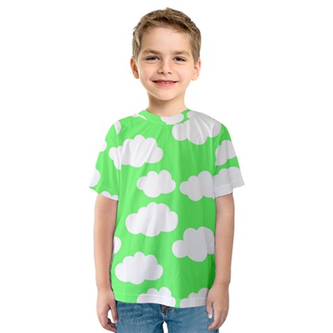 Cute Clouds Green Neon Kids  Sport Mesh T-shirt by ConteMonfrey