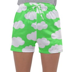 Cute Clouds Green Neon Sleepwear Shorts by ConteMonfrey