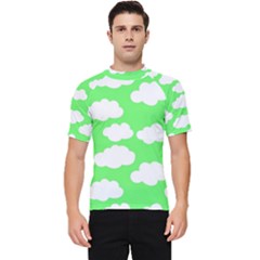 Cute Clouds Green Neon Men s Short Sleeve Rash Guard by ConteMonfrey