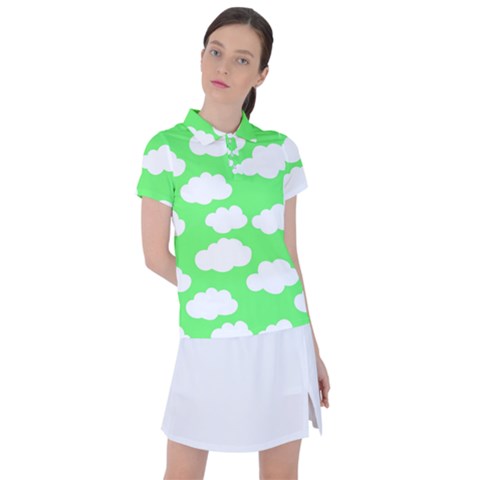 Cute Clouds Green Neon Women s Polo T-shirt by ConteMonfrey