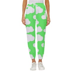 Cute Clouds Green Neon Women s Cropped Drawstring Pants