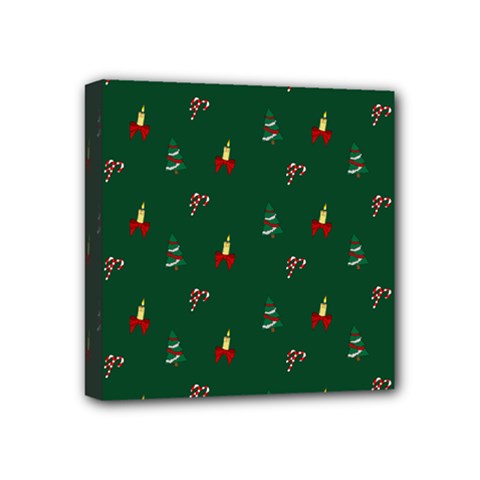 Christmas Green Pattern Background Mini Canvas 4  X 4  (stretched) by Pakjumat