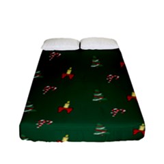 Christmas Green Pattern Background Fitted Sheet (full/ Double Size) by Pakjumat