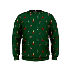 Christmas Green Pattern Background Kids  Sweatshirt by Pakjumat