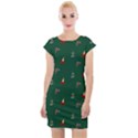 Christmas Green Pattern Background Cap Sleeve Bodycon Dress View1