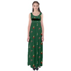 Christmas Green Pattern Background Empire Waist Maxi Dress by Pakjumat