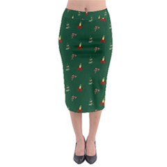 Christmas Green Pattern Background Midi Pencil Skirt by Pakjumat