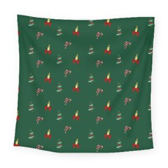 Christmas Green Pattern Background Square Tapestry (large) by Pakjumat