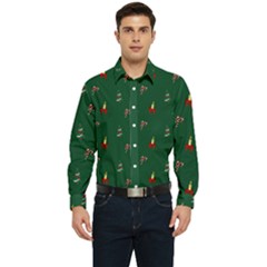 Christmas Green Pattern Background Men s Long Sleeve  Shirt by Pakjumat