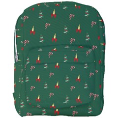 Christmas Green Pattern Background Full Print Backpack by Pakjumat