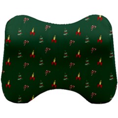 Christmas Green Pattern Background Head Support Cushion by Pakjumat