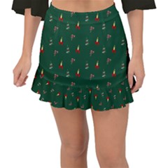 Christmas Green Pattern Background Fishtail Mini Chiffon Skirt