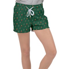 Christmas Green Pattern Background Women s Velour Lounge Shorts by Pakjumat