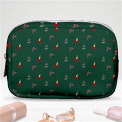 Christmas Green Pattern Background Make Up Pouch (small) by Pakjumat