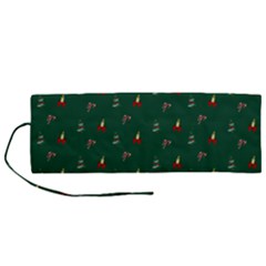 Christmas Green Pattern Background Roll Up Canvas Pencil Holder (m) by Pakjumat