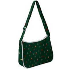 Christmas Green Pattern Background Zip Up Shoulder Bag by Pakjumat