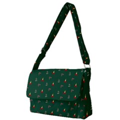 Christmas Green Pattern Background Full Print Messenger Bag (l) by Pakjumat