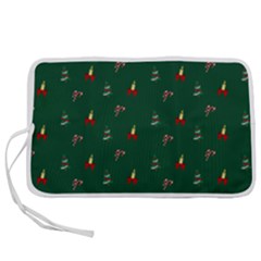 Christmas Green Pattern Background Pen Storage Case (m) by Pakjumat