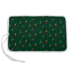 Christmas Green Pattern Background Pen Storage Case (l) by Pakjumat