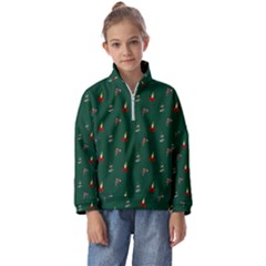 Christmas Green Pattern Background Kids  Half Zip Hoodie