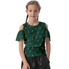 Christmas Green Pattern Background Kids  Butterfly Cutout T-shirt by Pakjumat