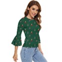 Christmas Green Pattern Background Bell Sleeve Top View3