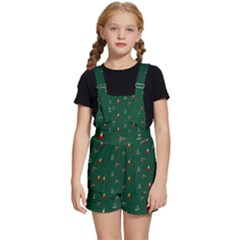 Christmas Green Pattern Background Kids  Short Overalls by Pakjumat