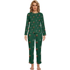 Christmas Green Pattern Background Womens  Long Sleeve Lightweight Pajamas Set by Pakjumat