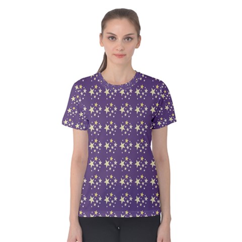 Background Wallpaper Space Universe Pattern Women s Cotton T-shirt by Pakjumat