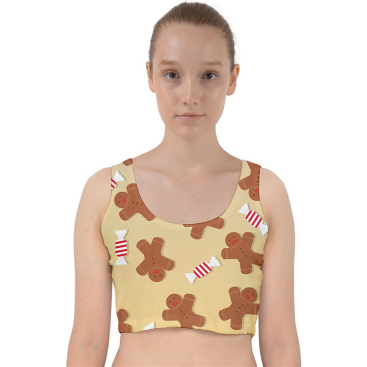 Gingerbread Christmas Time Velvet Racer Back Crop Top