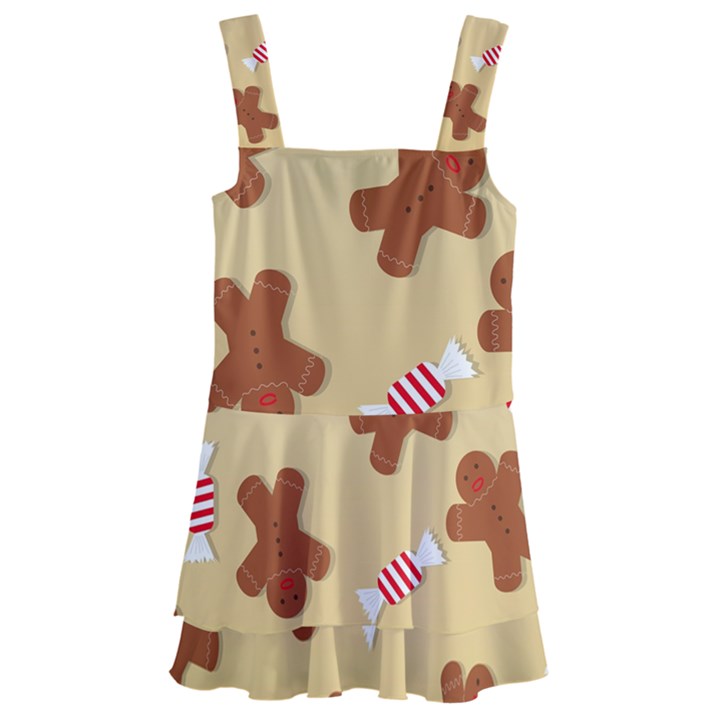 Gingerbread Christmas Time Kids  Layered Skirt Swimsuit